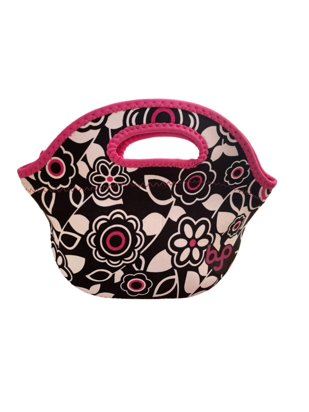 BYO Rambler Floral Black White Pink Insulated Lunch Travel Tote Bag